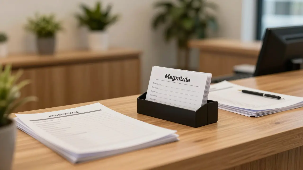 Organized reception desk with membership materials